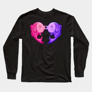 Cute Fish Kissing Heart Aquarium Aquarist Long Sleeve T-Shirt